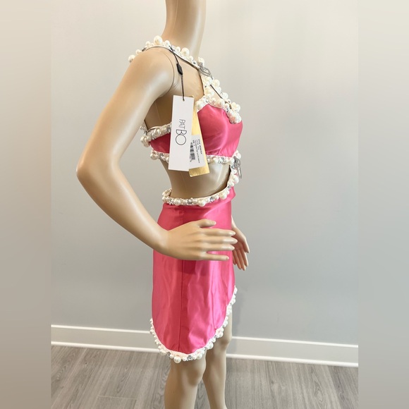 PatBO Hand-Beaded Pink Satin Minidress. Size 2 NWT - Picture 9 of 16